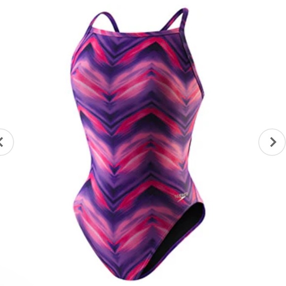 Speedo Train 2 performance Black Purple Swimsuit vacation women 1 piece size 12 - Picture 1 of 8
